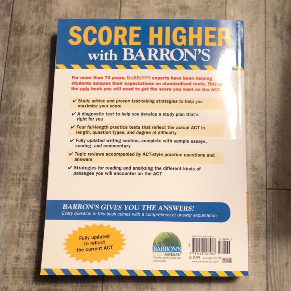 Barron's ACT Prep Paperback Study Guide Trade Paperback Guidebook 2nd Ed 2016 - Picture 8 of 11